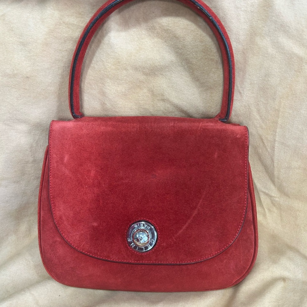 Elegant Celine Red Suede Handbag